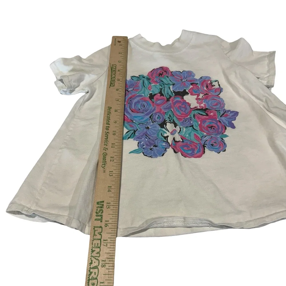 Vintage Cool Wear Kids Floral Shorts Set White‎ Swing Top Purple Pink 4/6X USA